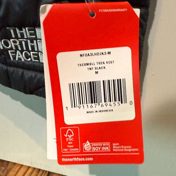 NEW North Face Thermoball ECO Black Puffer Trek Vest Mens Medium 3rd Party Logo - Picture 5 of 14